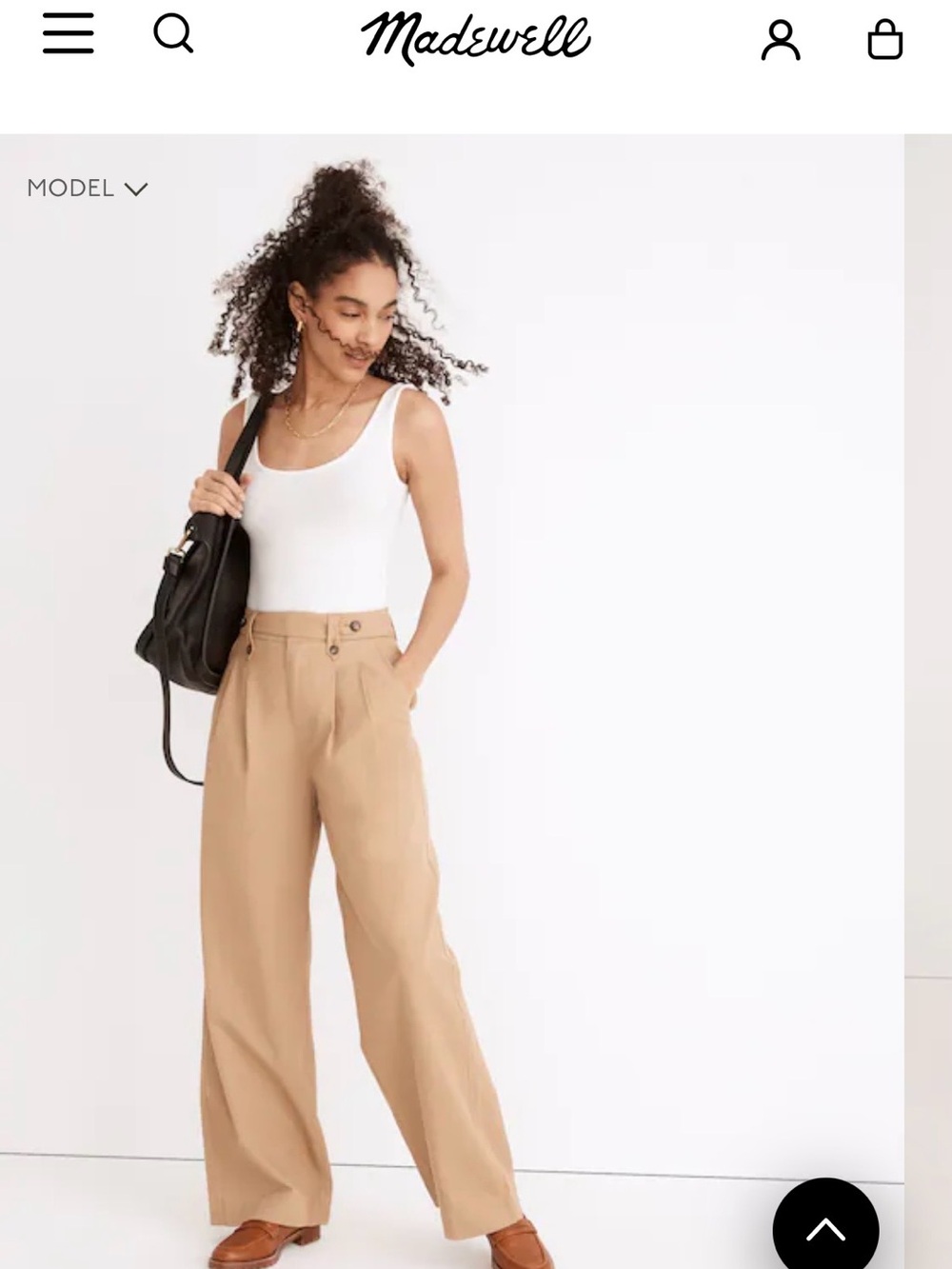 Madewell Wide-Leg High-Rise Pants in Khaki Tan